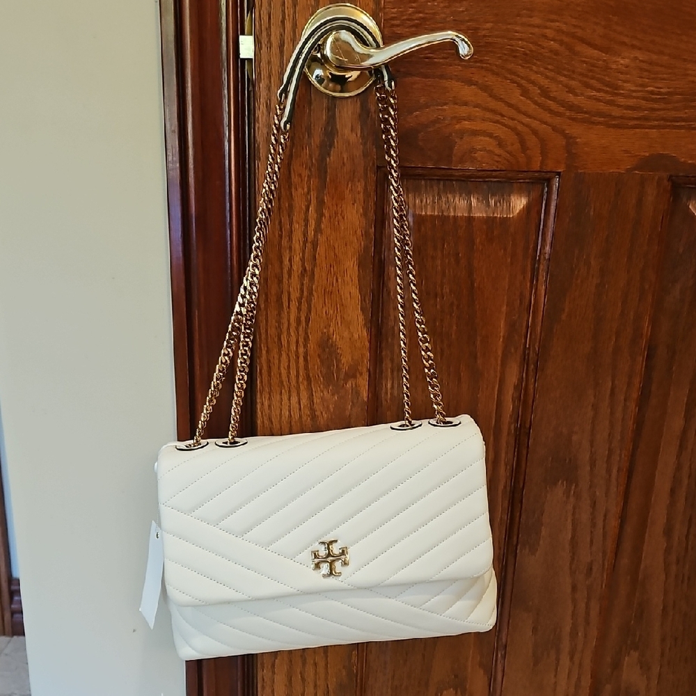 NWT $528 Tory Burch Kira Ivory Quilted Leather Bag - Picture 2 of 8